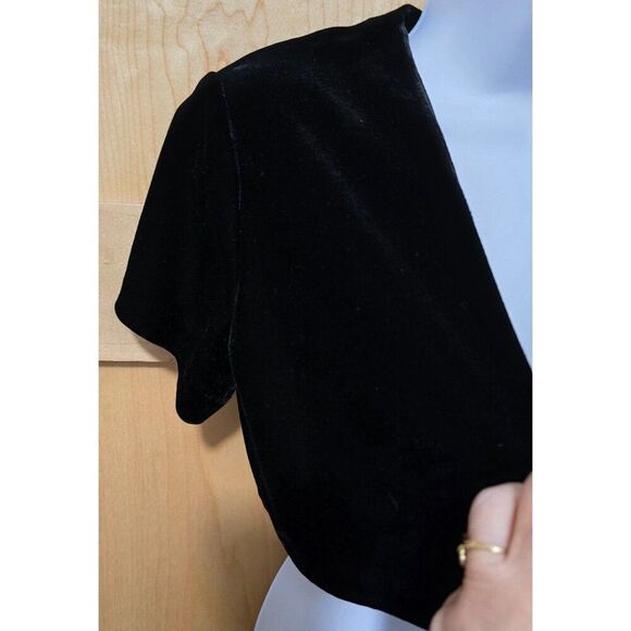 Velvet Black Short Sleeve Bolero Jacket Shrug For Women Size M By Tiana B - Picture 3 of 10